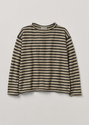 Stripe Alpaca Wool Sweater | Ecru/Charcoal
