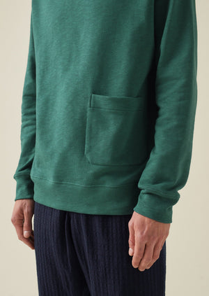 High Neck Slub Jersey Sweatshirt | Green Slate