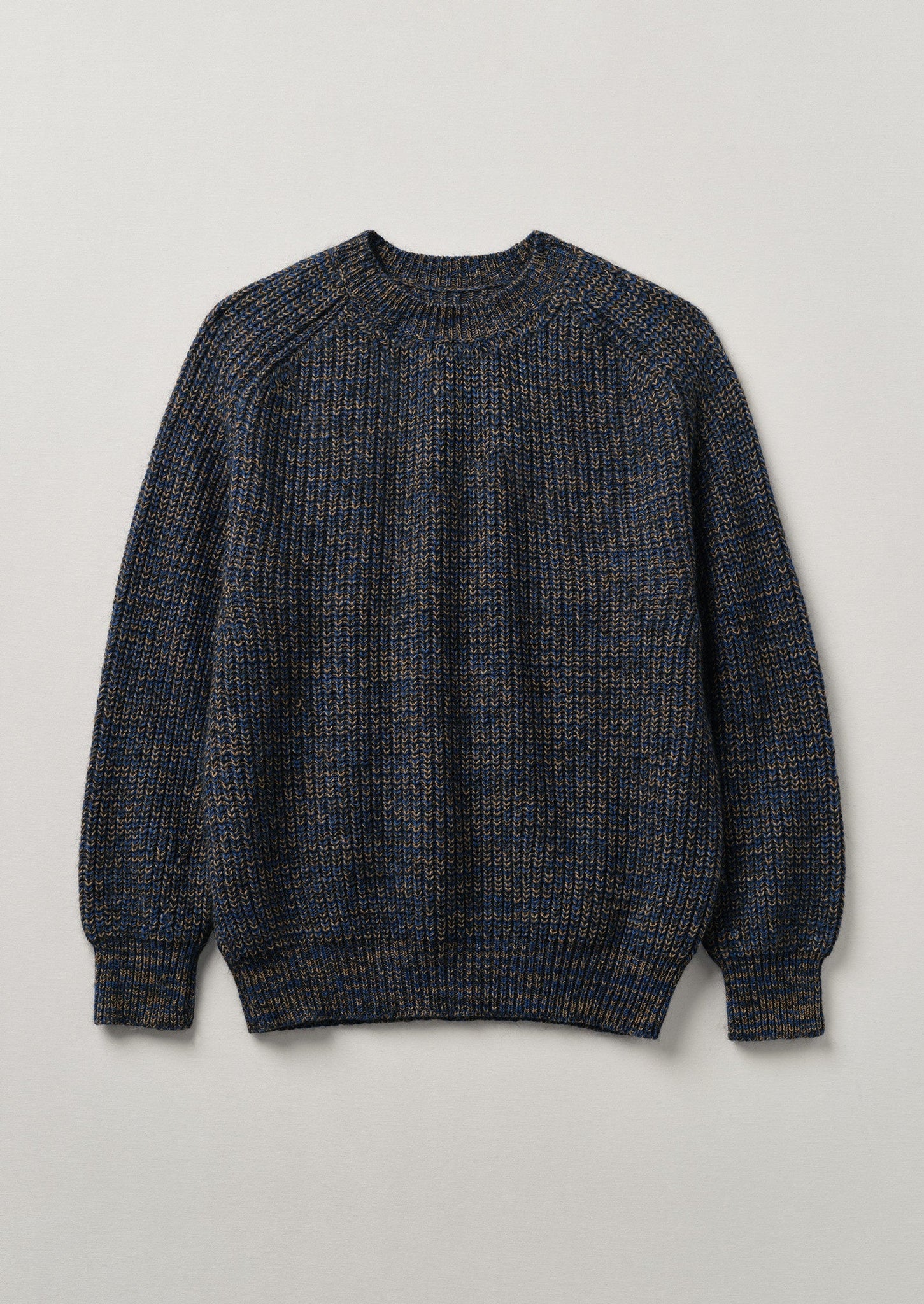 Crew Neck Twisted Yarn Sweater | Blue Marl