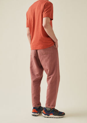 Alfie Garment Dyed Herringbone Trousers | Dusty Pink