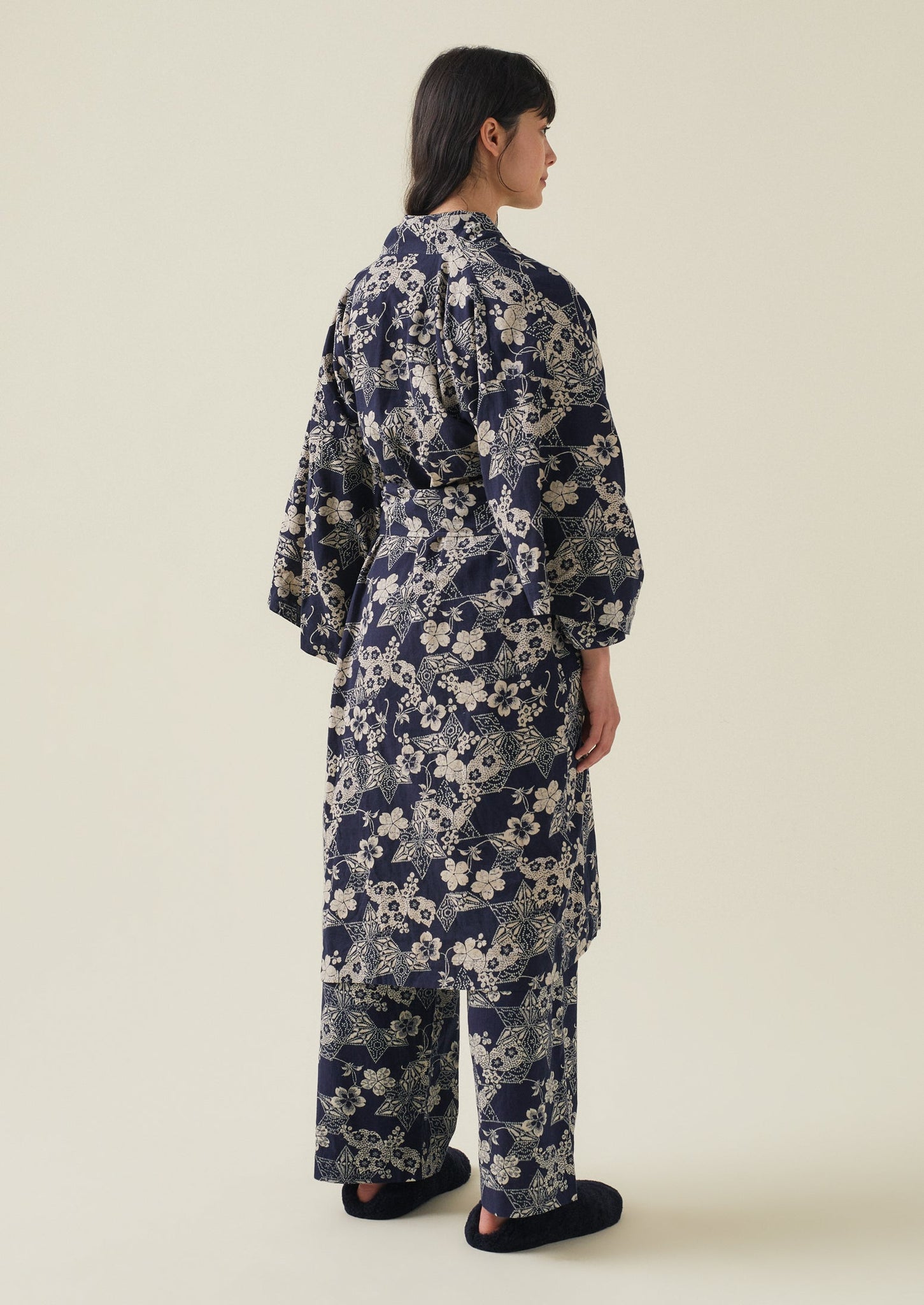 Floral Star Print Organic Cotton Gown | Evening Blue