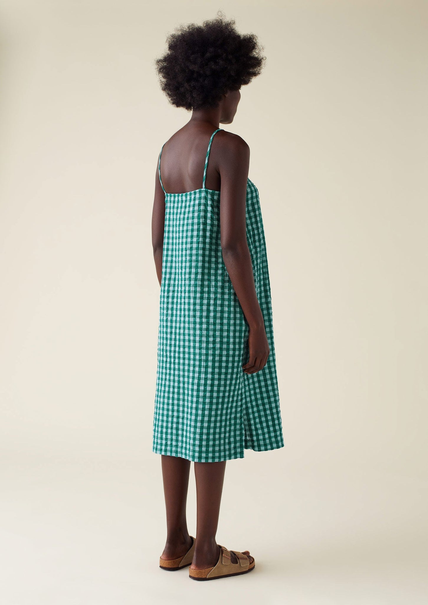 Gingham Cotton Seersucker Nightdress | Sea Green