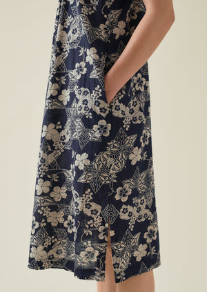 Floral Star Organic Cotton Nightdress | Evening Blue