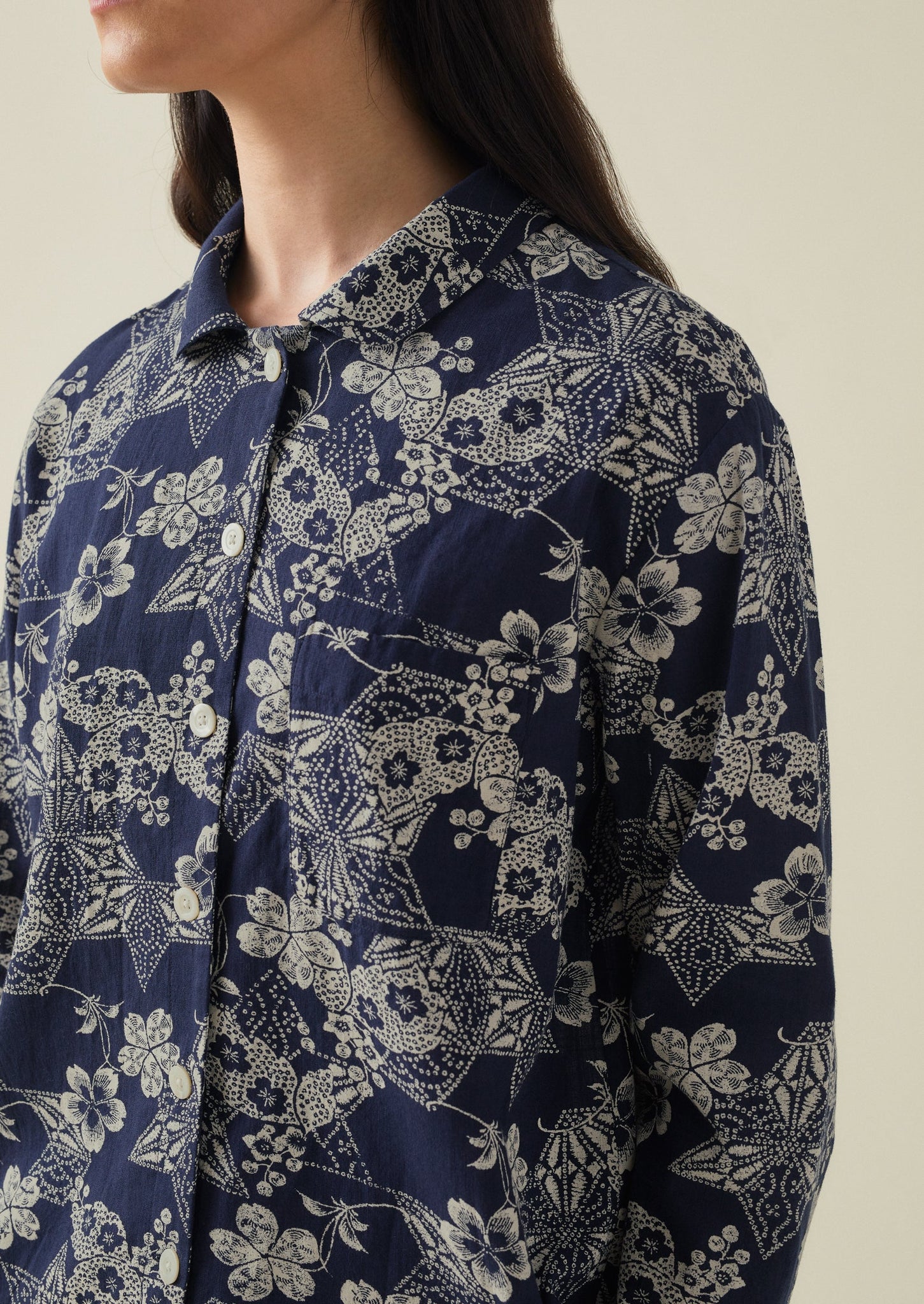 Floral Star Organic Cotton Pyjamas | Evening Blue