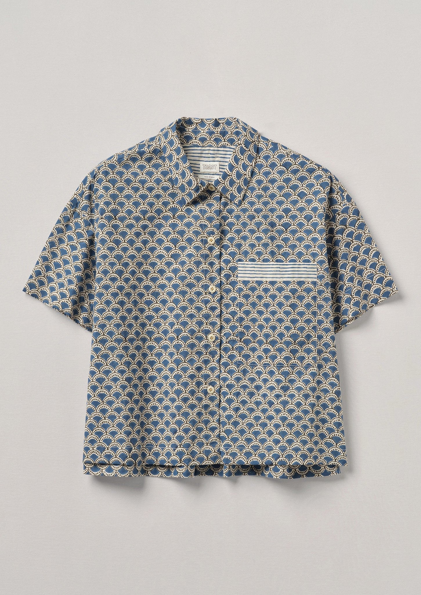 Hiko Block Print Cotton Pyjama Top | Blue
