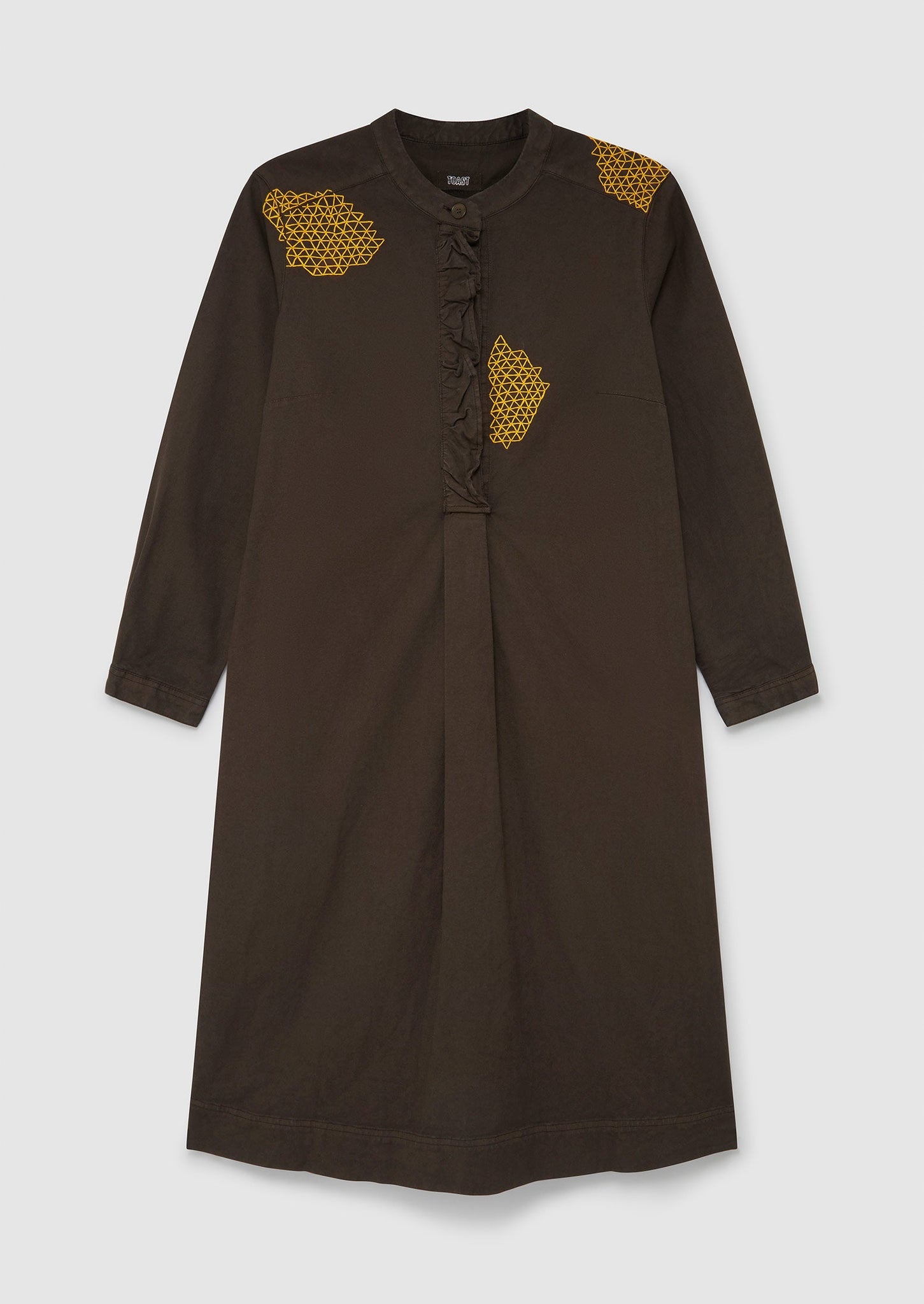 Renewed Ruffle Neck Shirt Dress Size 8 | Verdi Gris