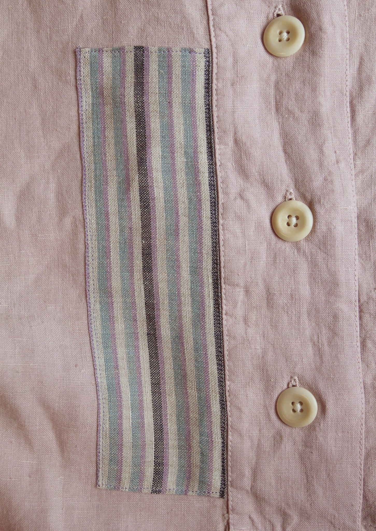 Renewed Garment Dyed Linen Shirt Dress Size L | Pink Smoke