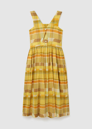 Renewed Rowan Check Cotton Sun Dress Size 8 | Sunshine Yellow