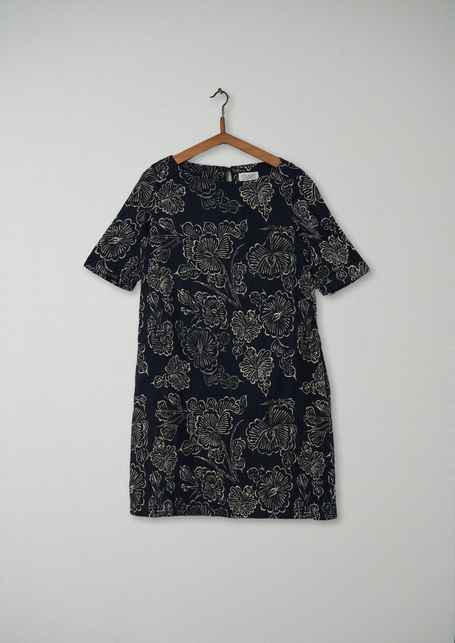 Reworn Batik Print Dress Size 10 (118) | Indigo/Off White