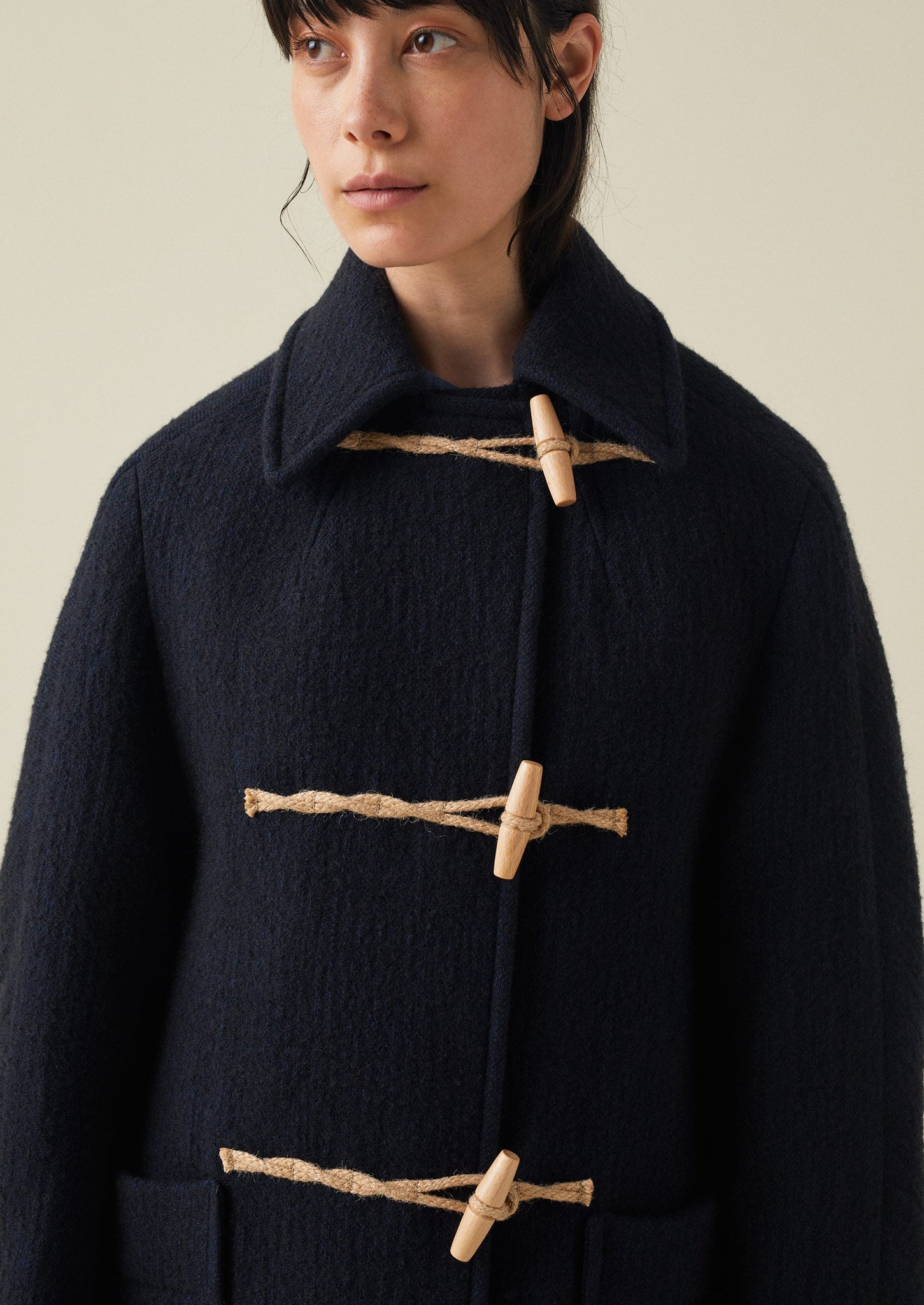 Textured Duffle Coat | Indigo