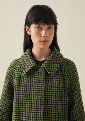 Wool Houndstooth Raglan Coat | Multi