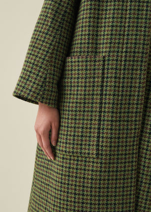 Wool Houndstooth Raglan Coat | Multi