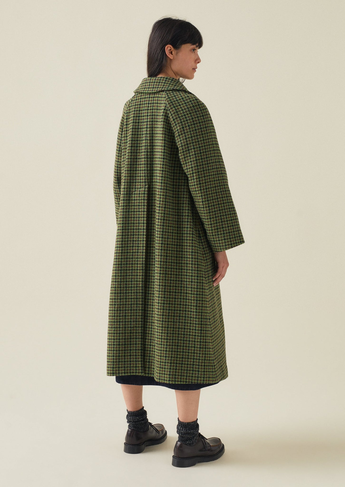 Wool Houndstooth Raglan Coat | Multi