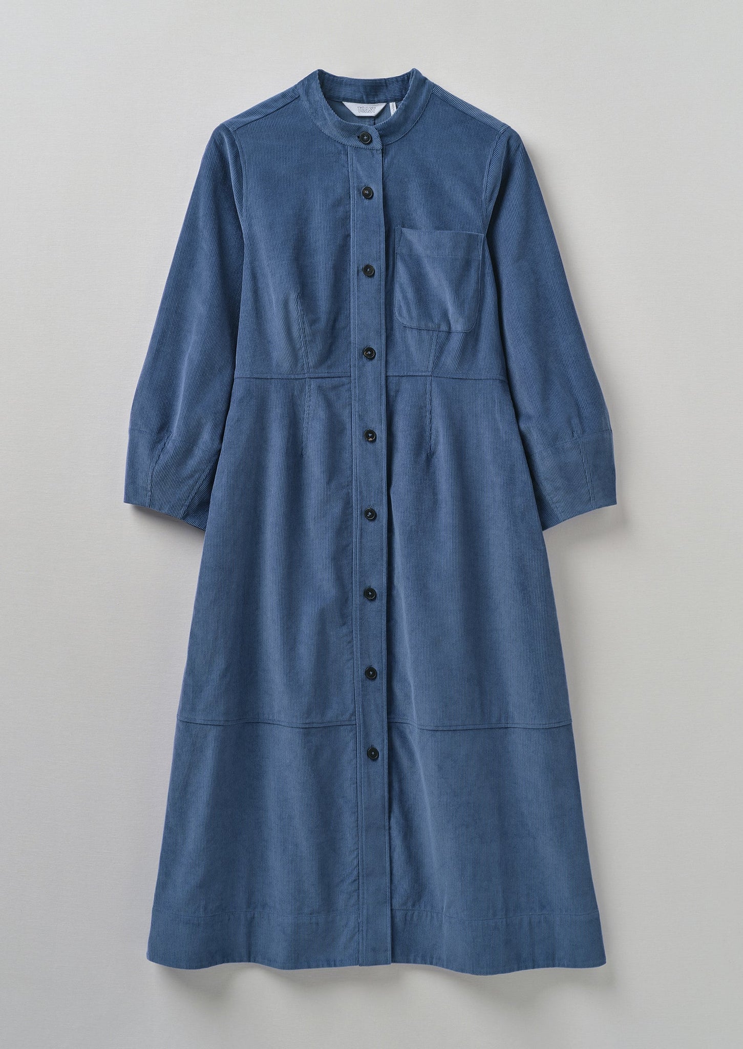 Soft Organic Cord Neat Dress | Delft Blue