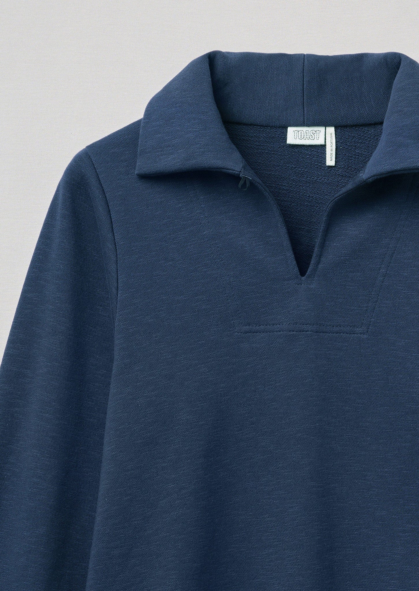 Collared Loop Back Cotton Sweatshirt | Denim Blue