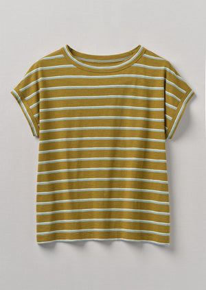 Stripe Organic Cotton Easy Tee | Breen/Powder Blue