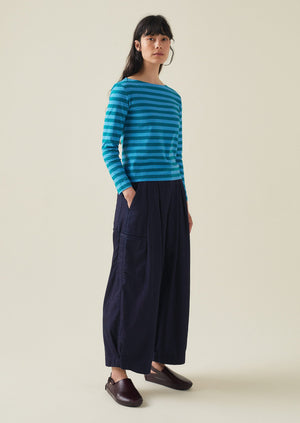 Stripe Soft Cotton Long Sleeve Tee | Blue/Teal