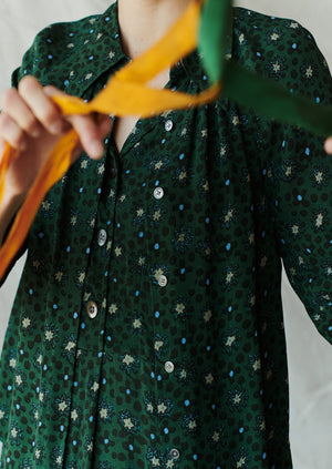 Dotty Print Crepe Shirt | Posy Green