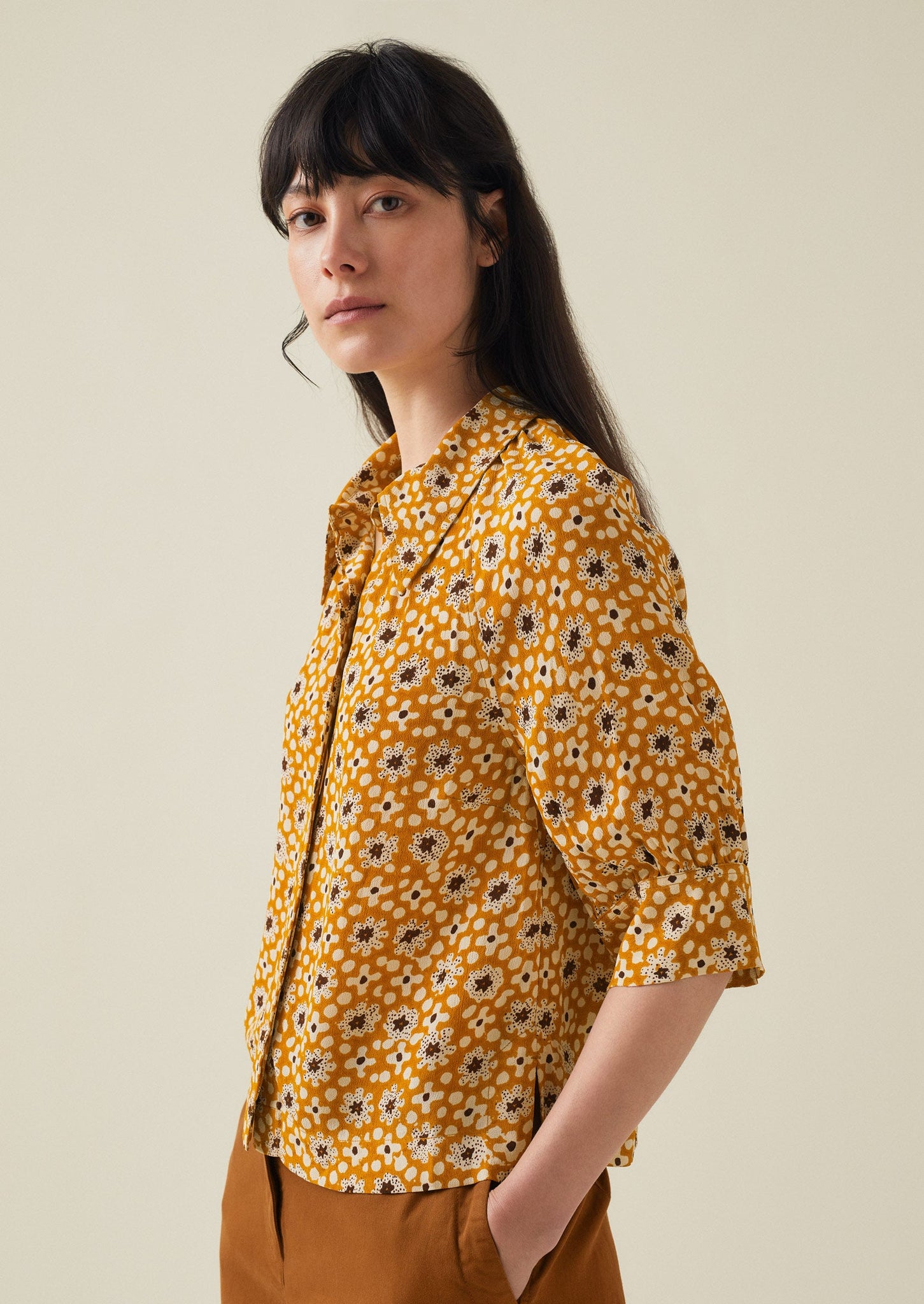 Dotty Print Crepe Shirt | Ginger