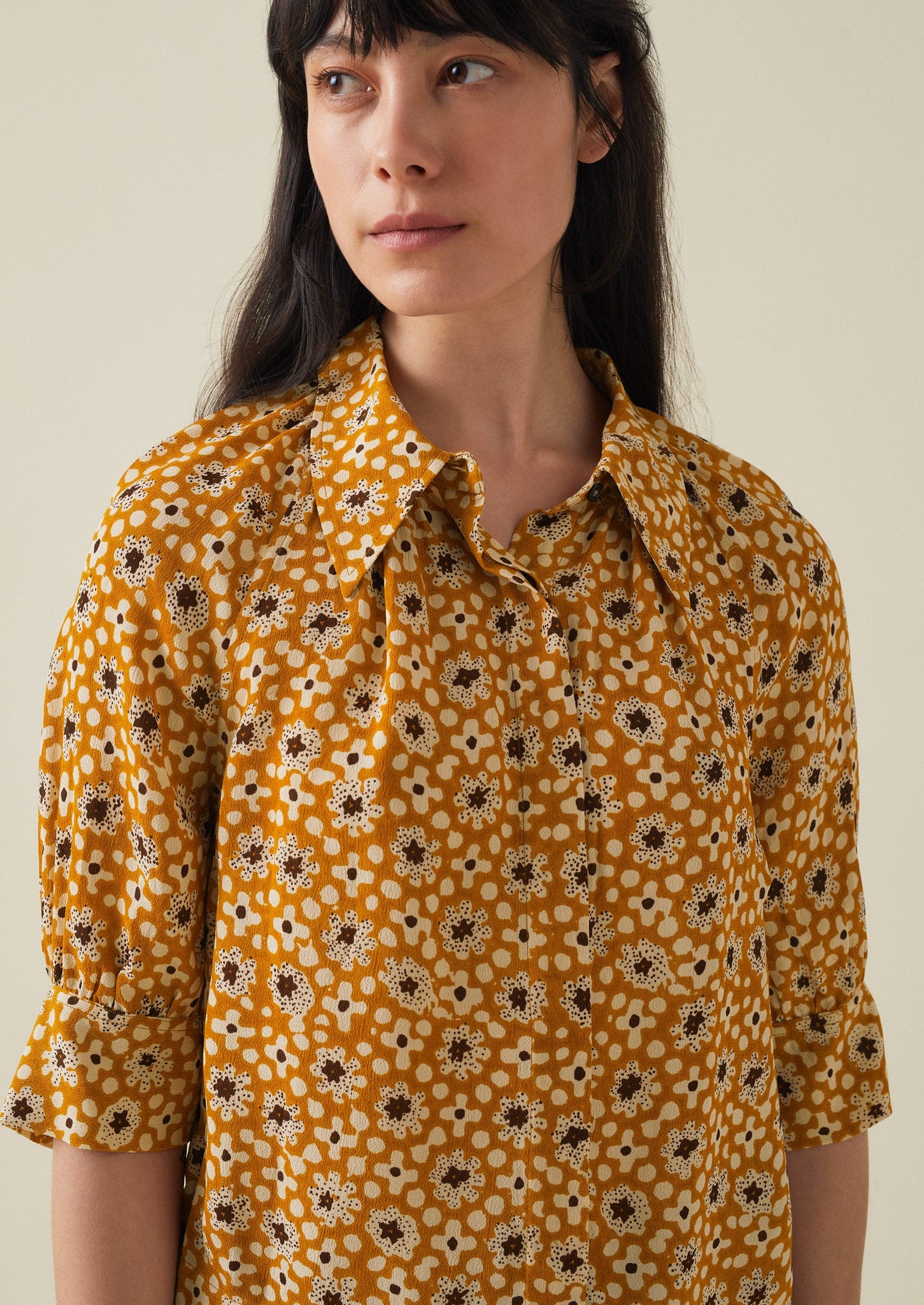 Dotty Print Crepe Shirt | Ginger