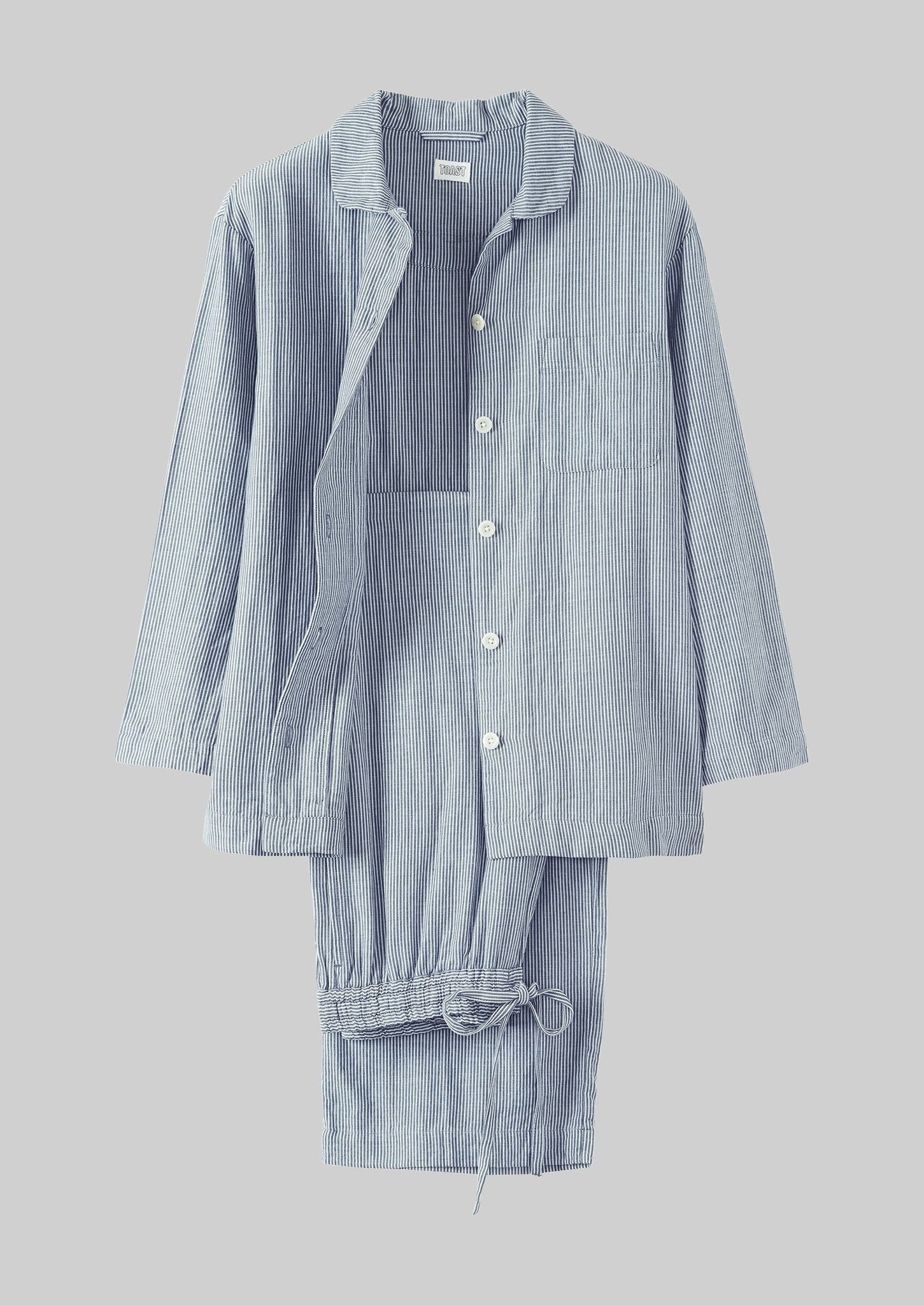 Stripe Double Cotton Pyjamas | Chambray/White